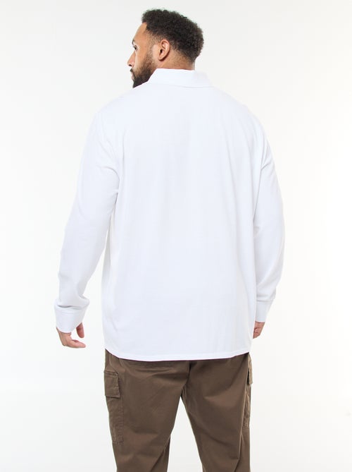 Polo en piqué de coton à manches longues - Kiabi