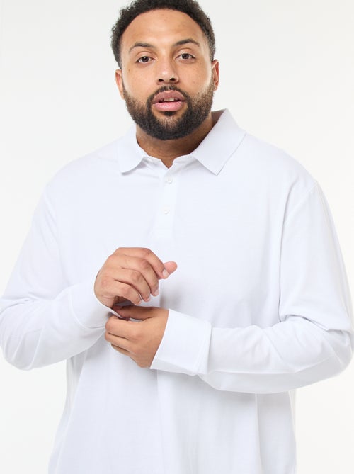 Polo en piqué de coton à manches longues - Kiabi