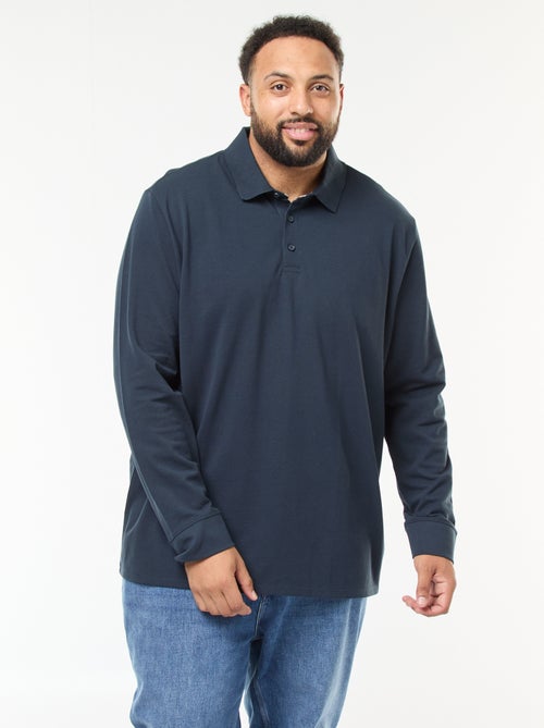 Polo en piqué de coton à manches longues - Kiabi