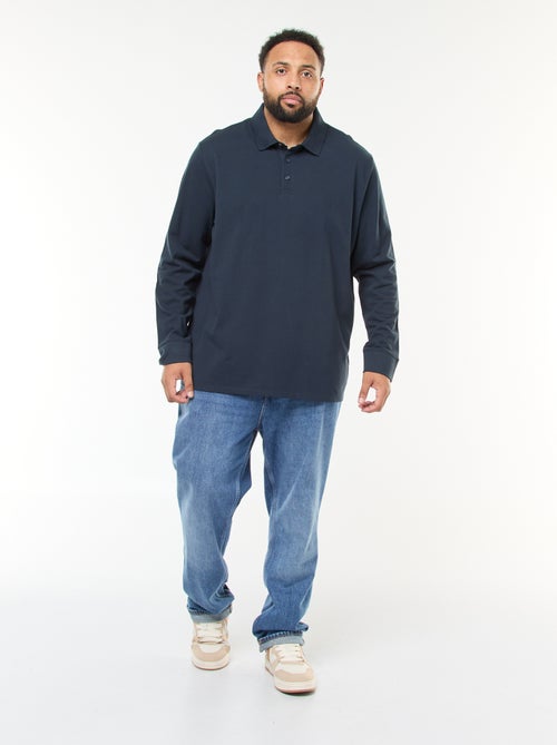 Polo en piqué de coton à manches longues - Kiabi