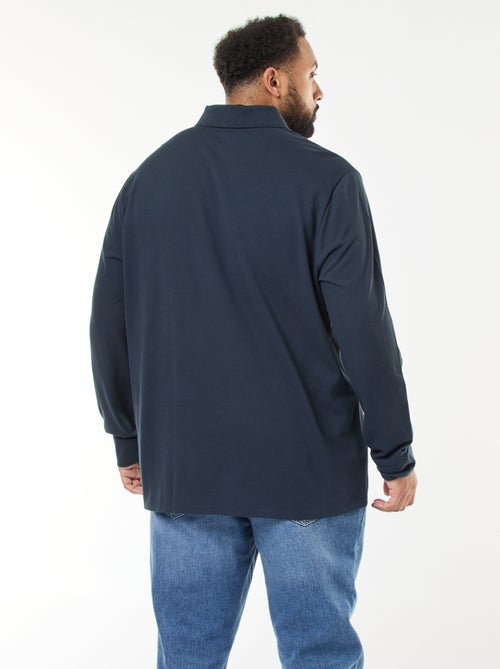 Polo en piqué de coton à manches longues - Kiabi