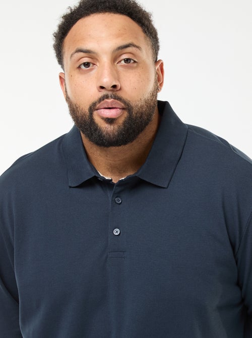 Polo en piqué de coton à manches longues - Kiabi