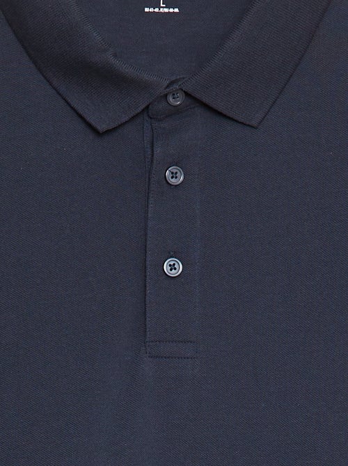 Polo en piqué de coton à manches longues - Kiabi