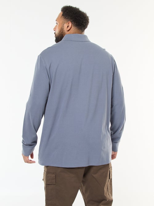 Polo en piqué de coton à manches longues - Kiabi