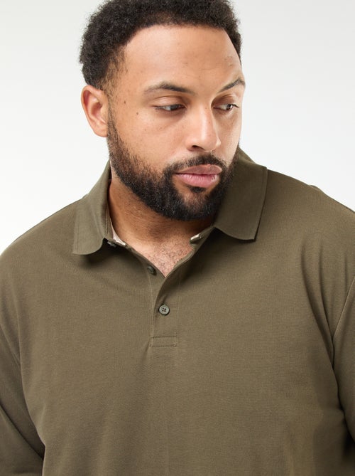 Polo en piqué de coton à manches longues - Kiabi