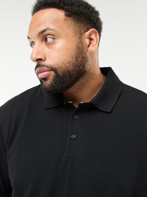 Polo en piqué de coton à manches longues - Kiabi