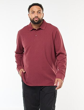 Polo en piqué de coton à manches longues