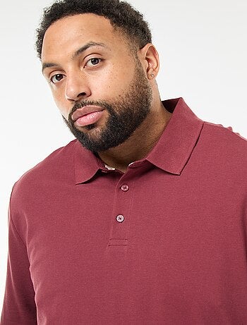Polo en piqué de coton à manches longues