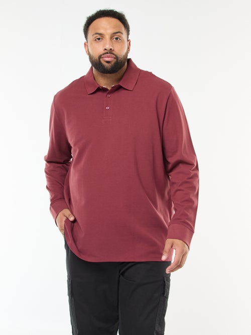 Polo en piqué de coton à manches longues - Kiabi