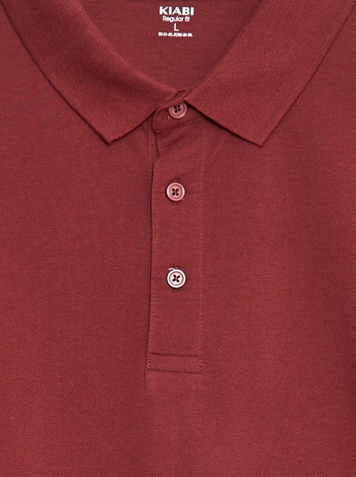 Polo en piqué de coton à manches longues - Kiabi