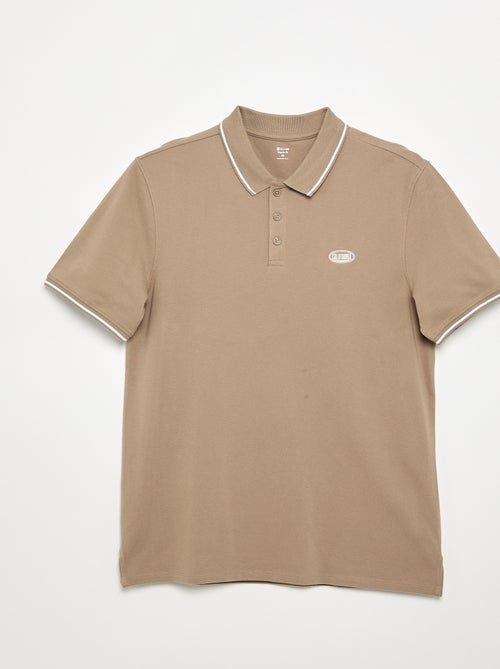 Polo en piqué de coton avec broderie à la poitrine - Kiabi