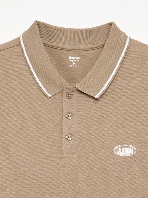 Polo en piqué de coton avec broderie à la poitrine - Kiabi