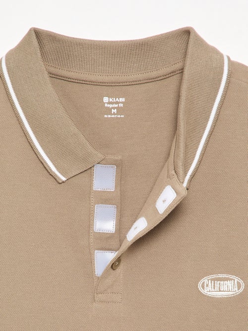 Polo en piqué de coton avec broderie à la poitrine - Kiabi