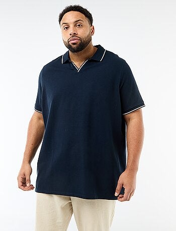 Polo en piqué de coton avec col polo sans boutons