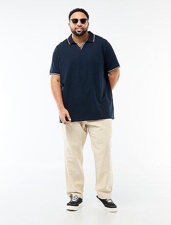 Polo en piqué de coton avec col polo sans boutons