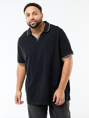 Polo en piqué de coton avec col polo sans boutons