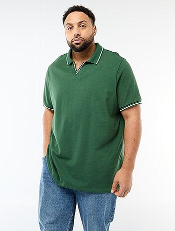 Polo en piqué de coton avec col polo sans boutons