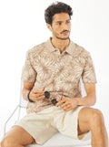 Polo en piqué de coton avec imprimé BEIGE - Kiabi