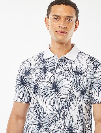 Polo en piqué de coton avec imprimé