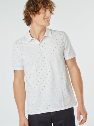 Polo en piqué de coton avec imprimé