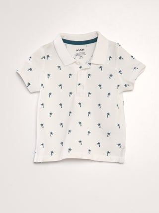 Polo en piqué de coton avec imprimé