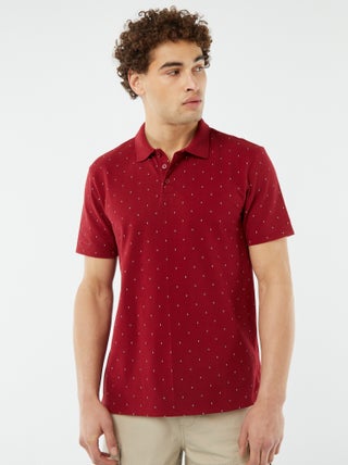 Polo en piqué de coton avec imprimé