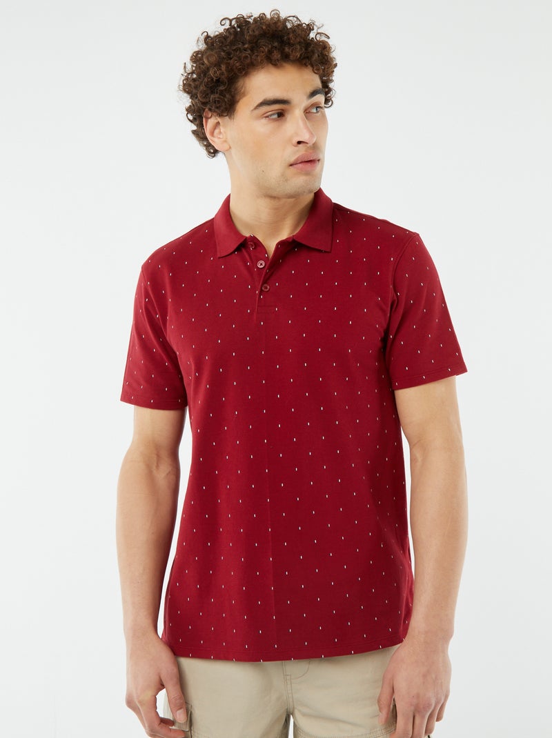 Polo en piqué de coton avec imprimé ROUGE - Kiabi