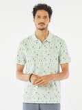 Polo en piqué de coton avec imprimé VERT - Kiabi