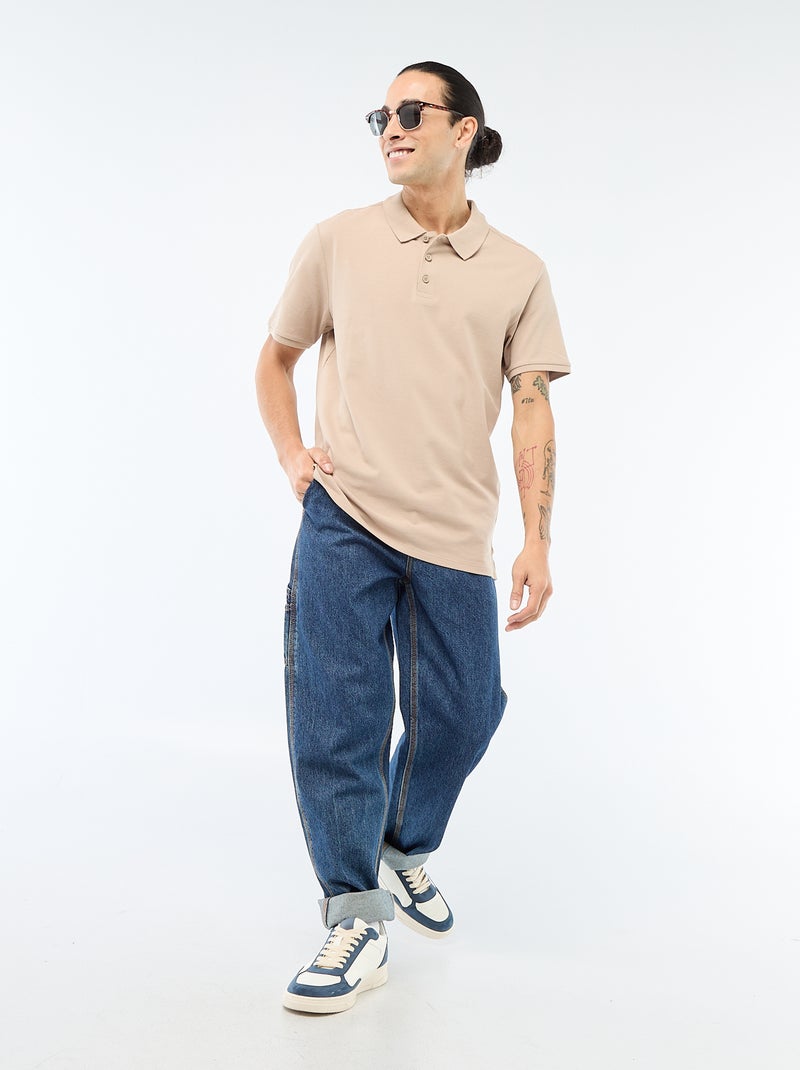 Polo en piqué de coton Beige - Kiabi