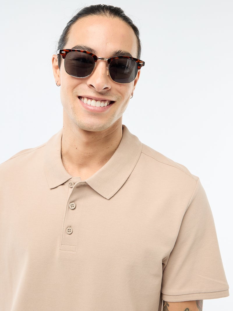 Polo en piqué de coton Beige - Kiabi