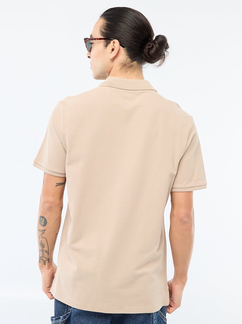 Polo en piqué de coton Beige - Kiabi