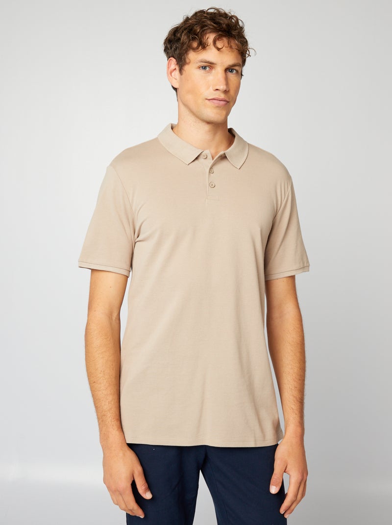 Polo en piqué de coton Beige - Kiabi