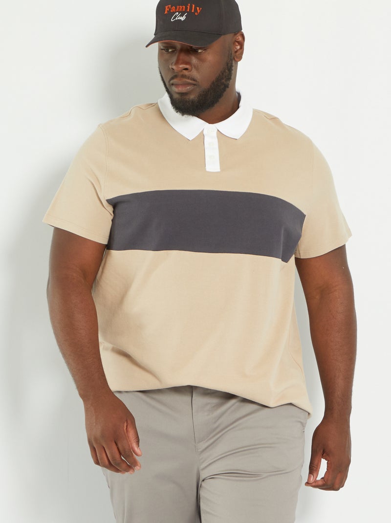 Polo en piqué de coton beige - Kiabi