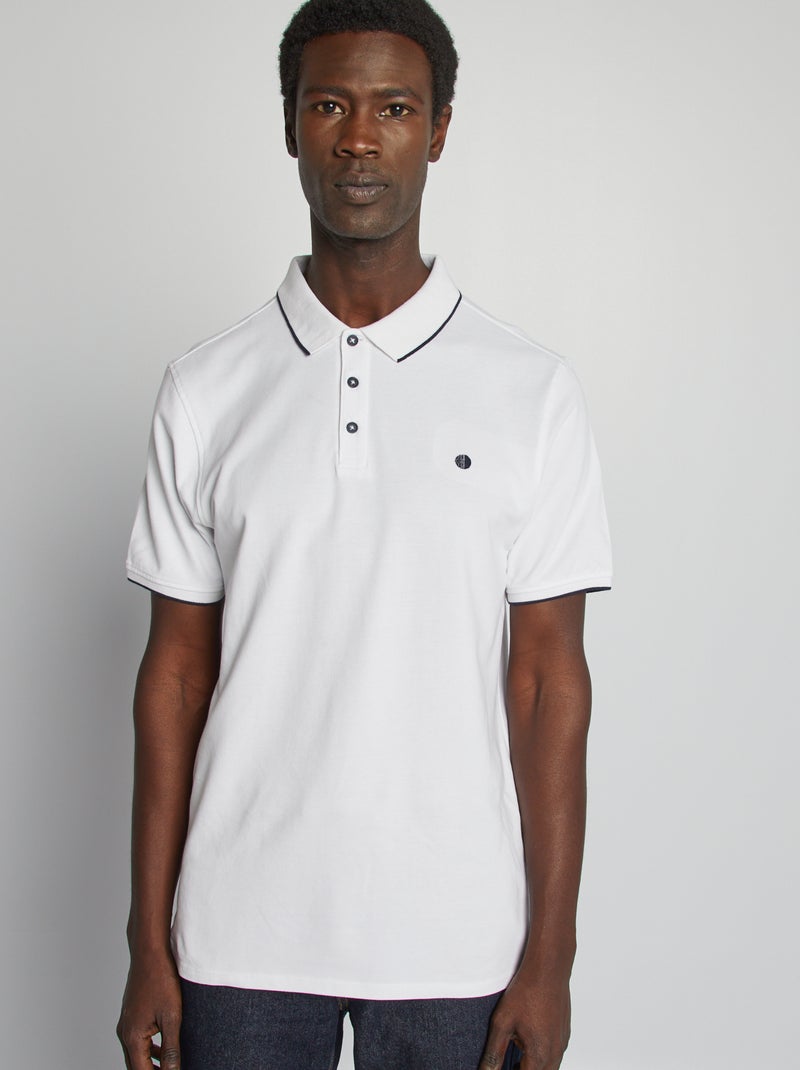 Polo en piqué  de coton Blanc - Kiabi