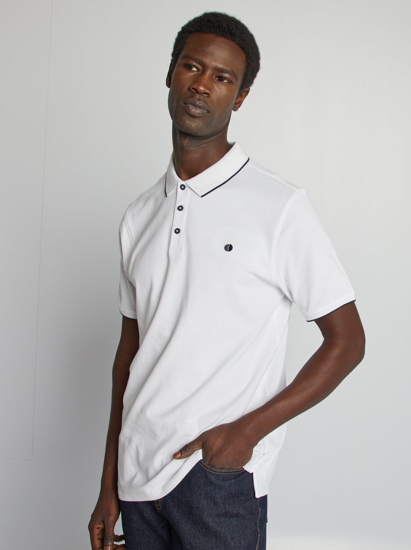 Polo en piqué  de coton Blanc - Kiabi