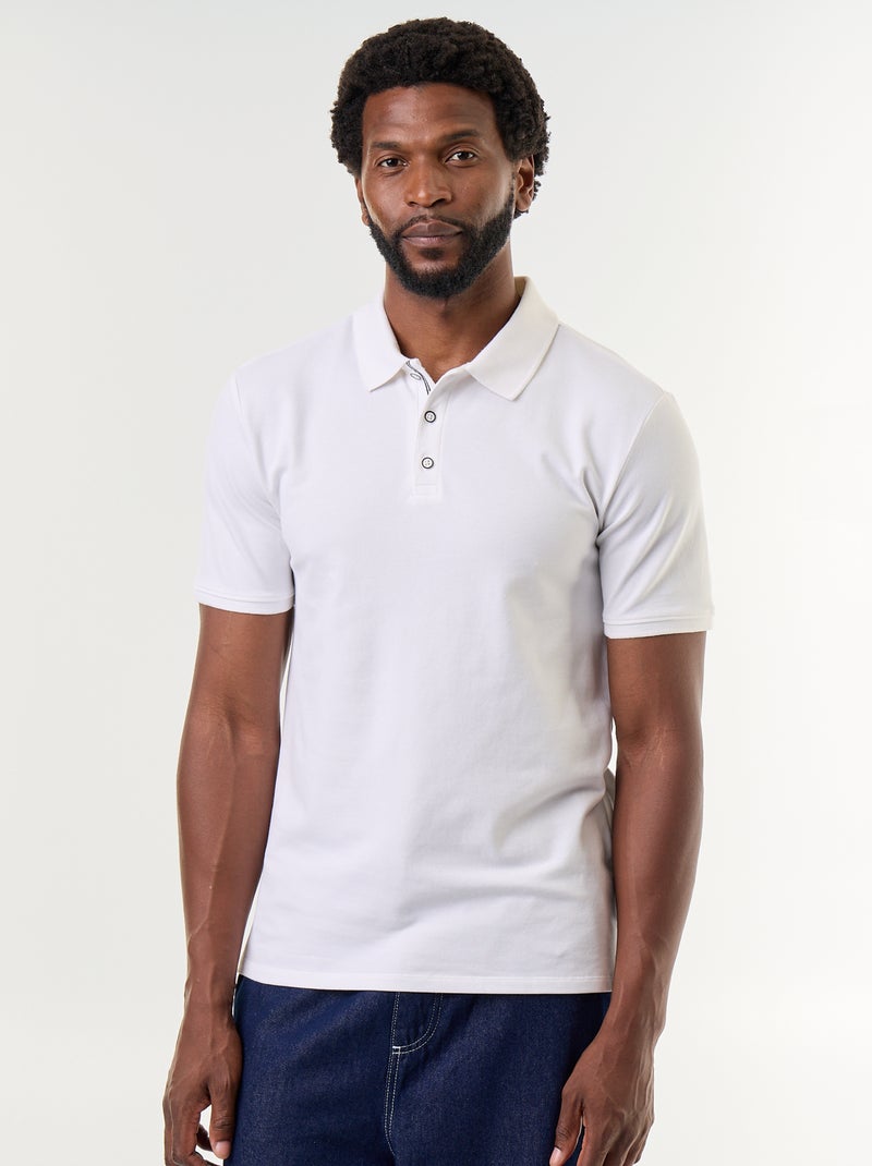 Polo en piqué de coton Blanc - Kiabi
