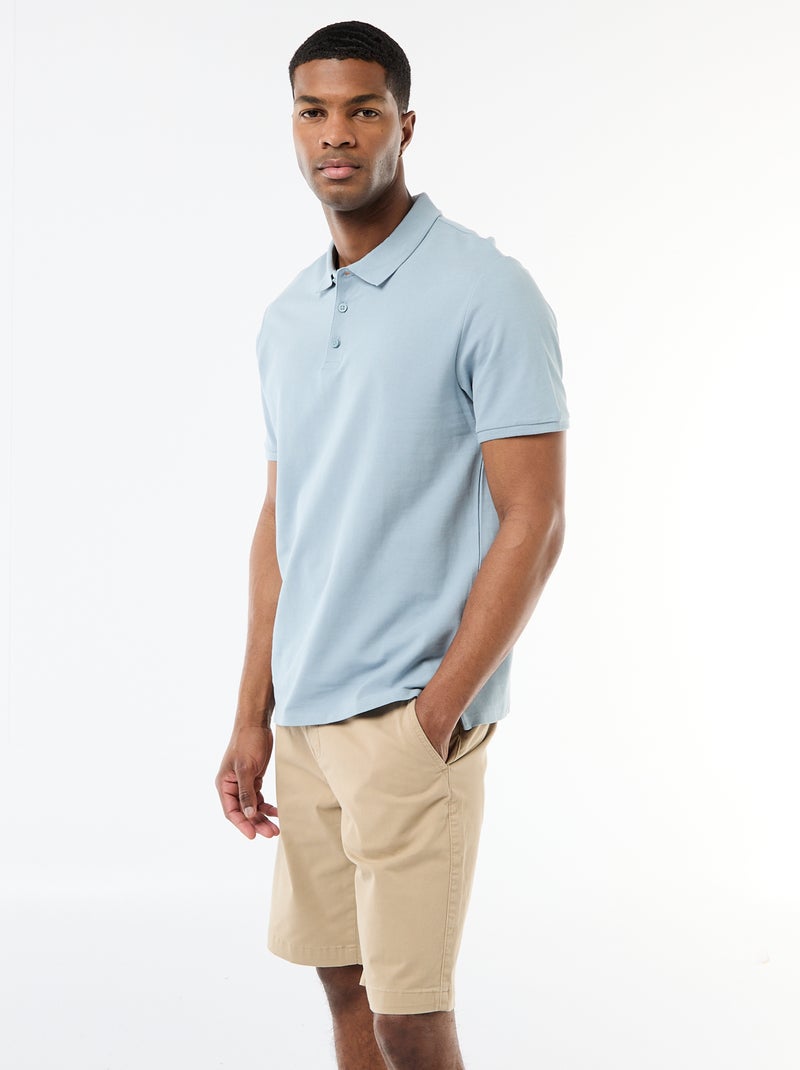 Polo en piqué de coton Bleu - Kiabi
