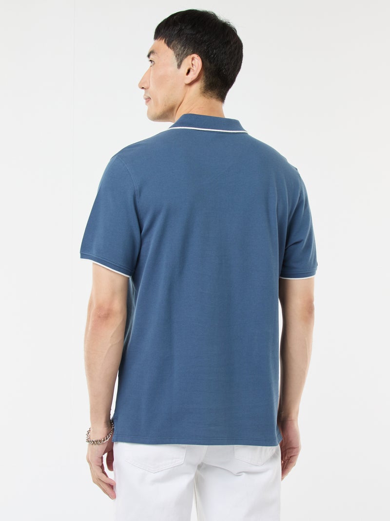 Polo en piqué  de coton Bleu - Kiabi