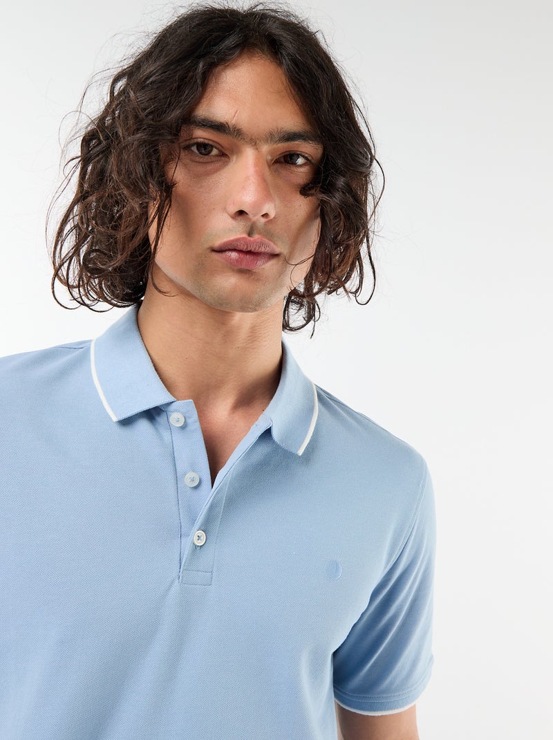 Polo en piqué  de coton Bleu - Kiabi