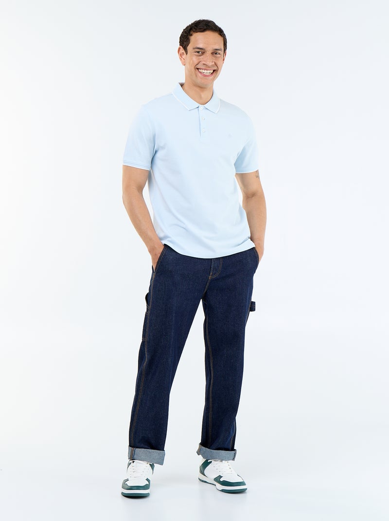Polo en piqué  de coton Bleu - Kiabi