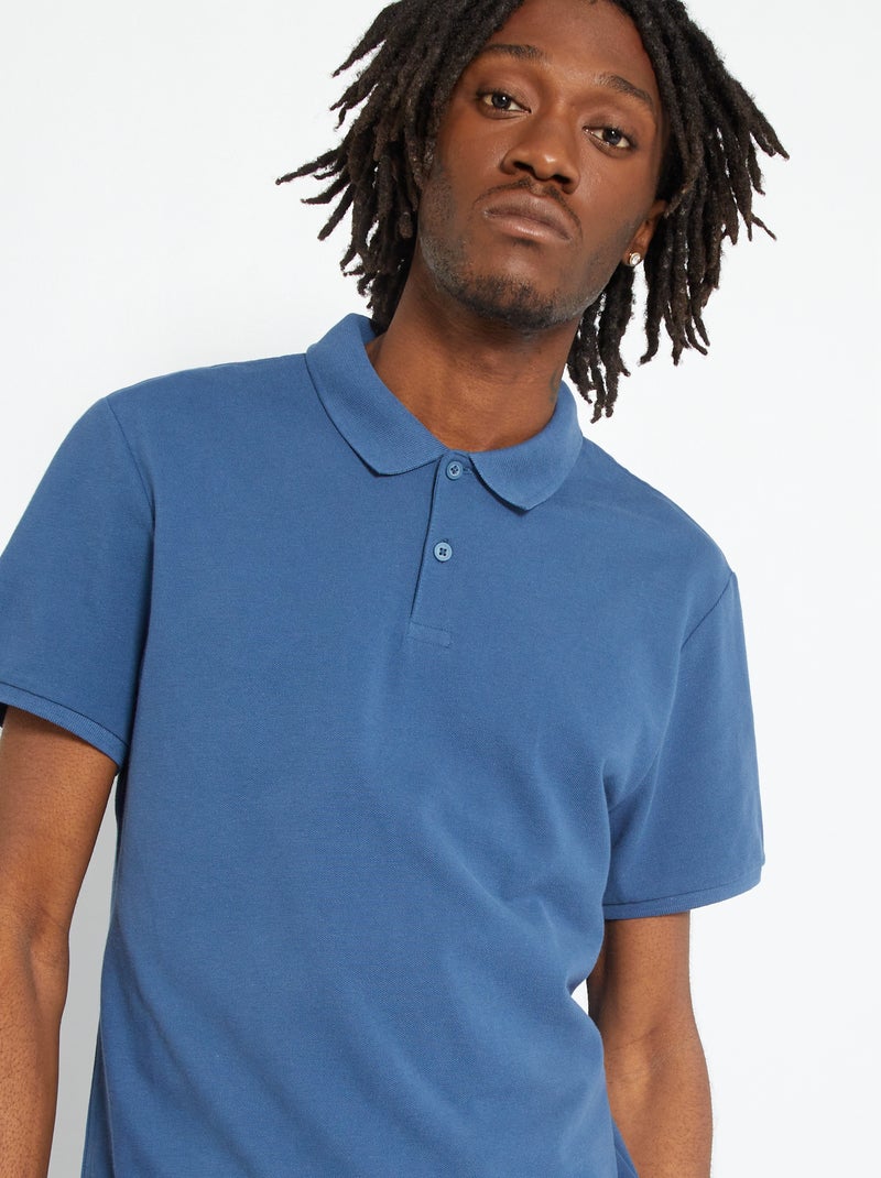 Polo en piqué de coton Bleu océan - Kiabi