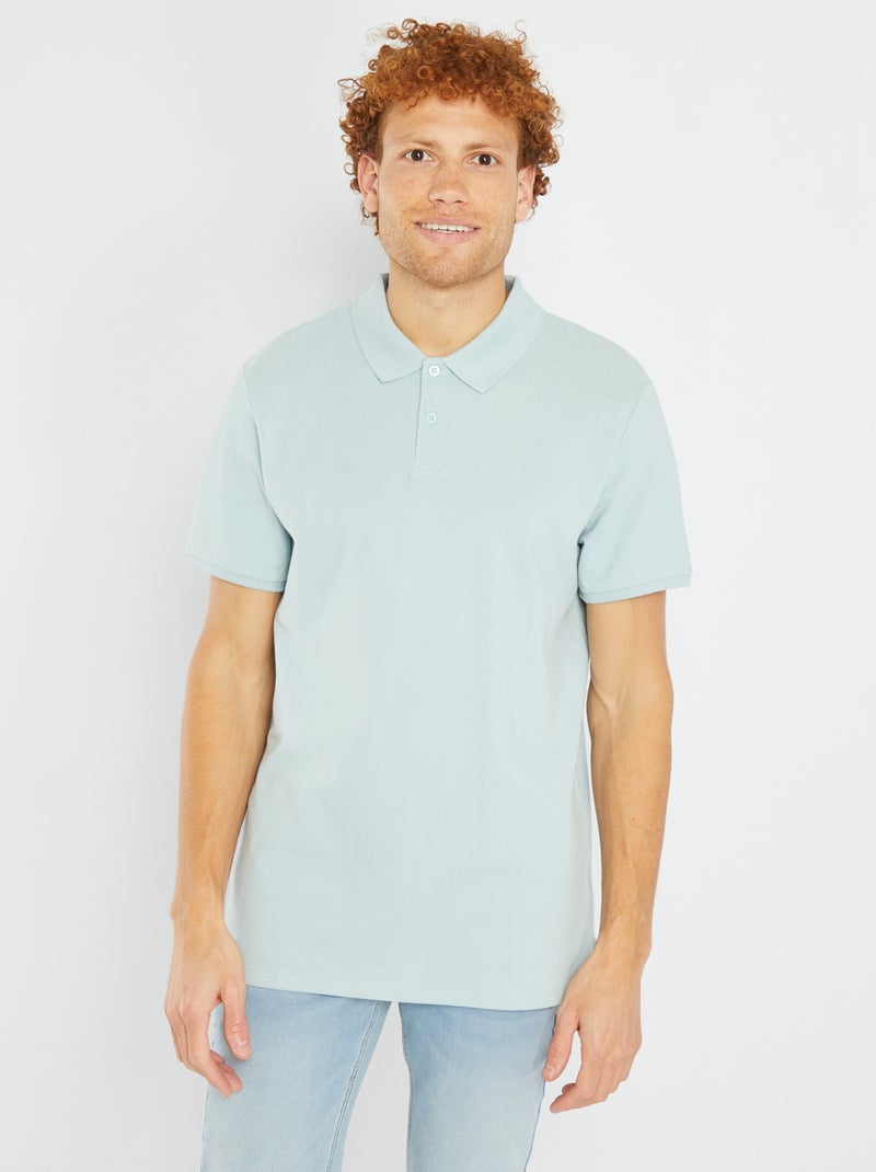 Polo en piqué de coton Bleu - Kiabi