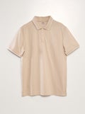 Polo en piqué de coton effet moucheté Beige - Kiabi