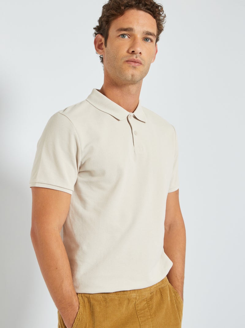 Polo en piqué de coton gris lune - Kiabi