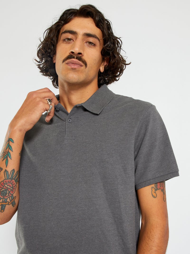 Polo en piqué de coton Gris - Kiabi