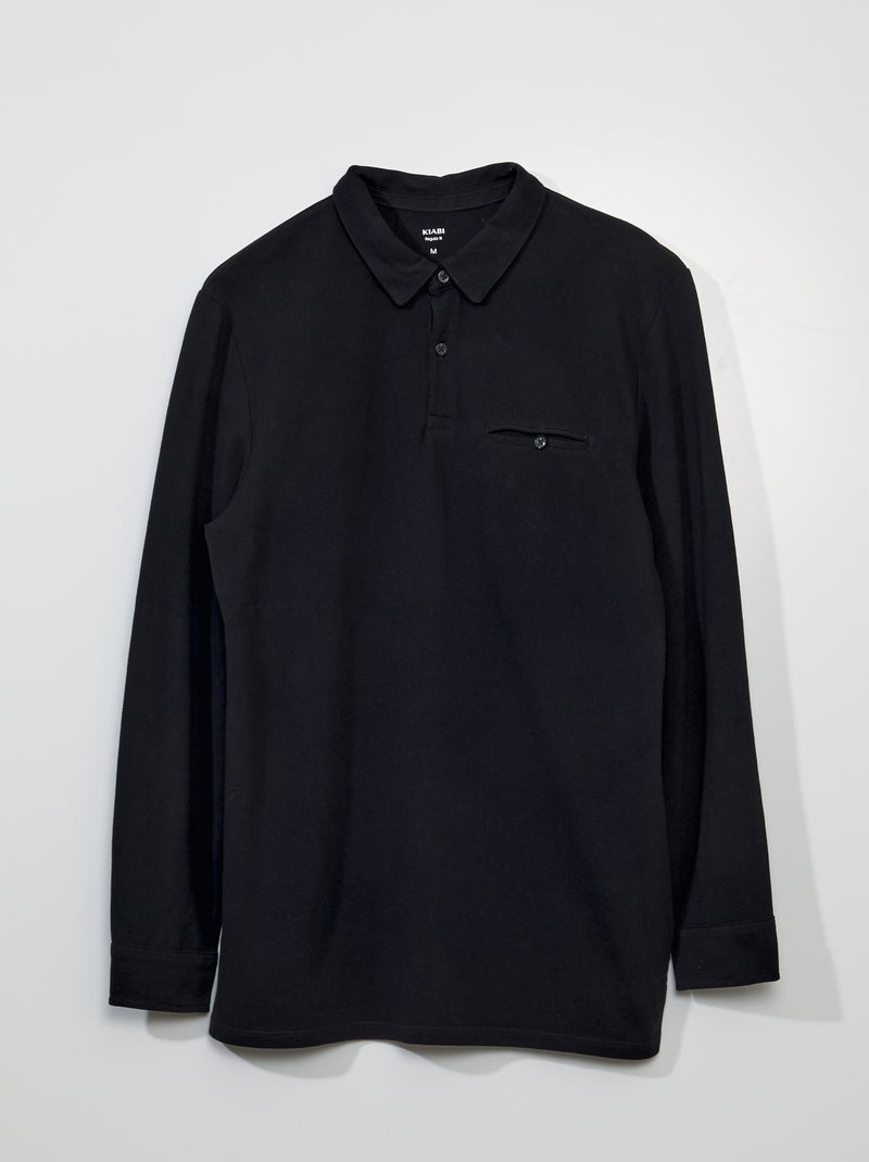 Polo en piqué de coton noir - Kiabi