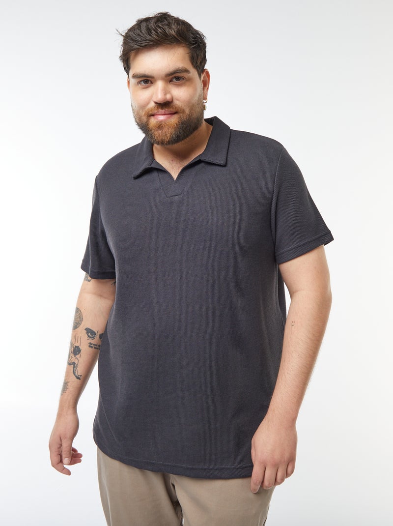 Polo en piqué de coton Noir - Kiabi