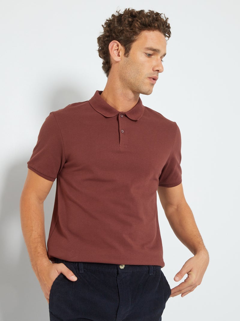 Polo en piqué de coton Rouge marron - Kiabi
