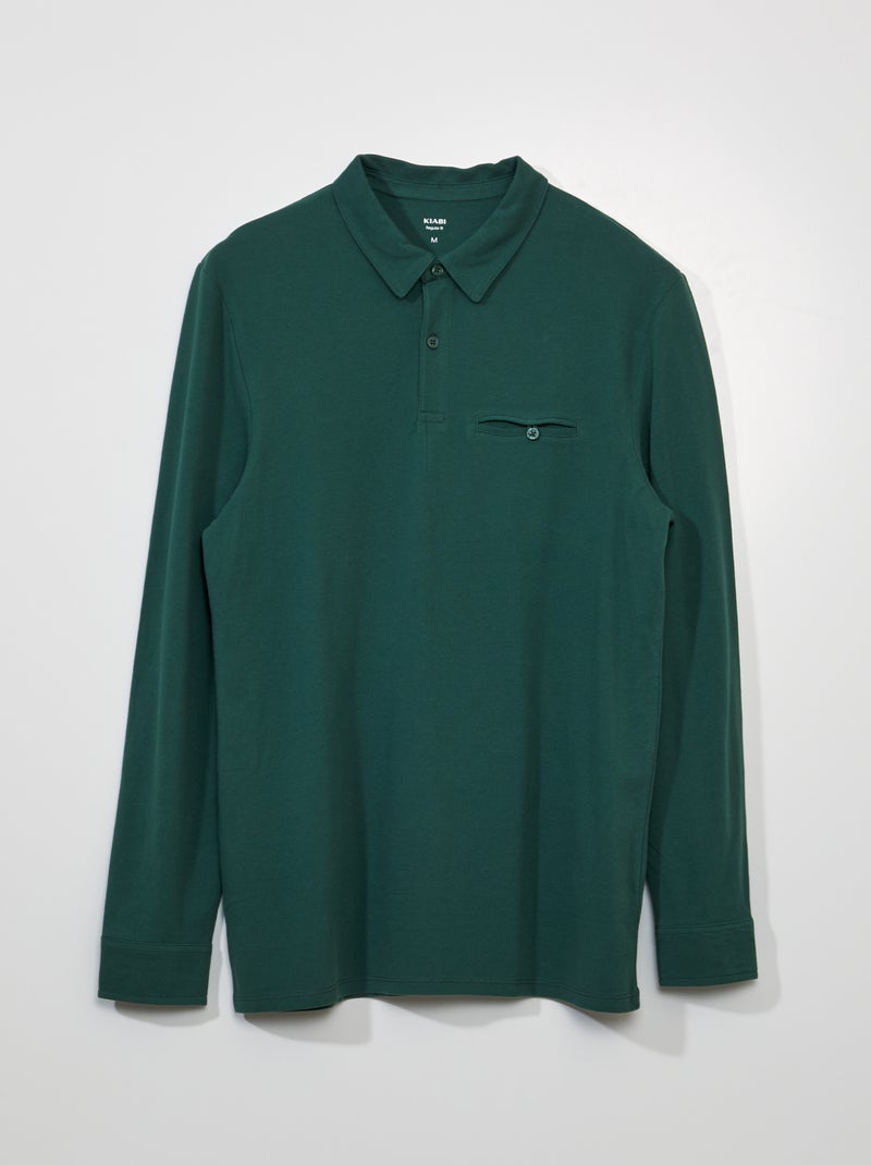 Polo en piqué de coton Vert - Kiabi