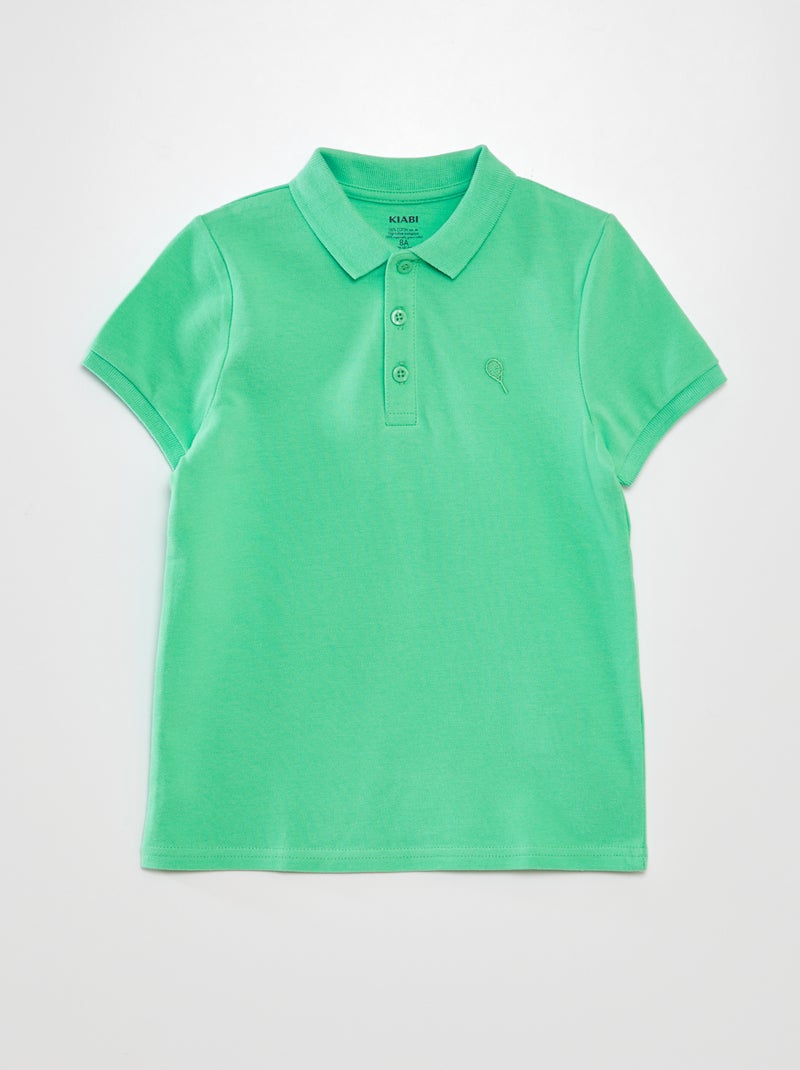 Polo en piqué de coton VERT - Kiabi